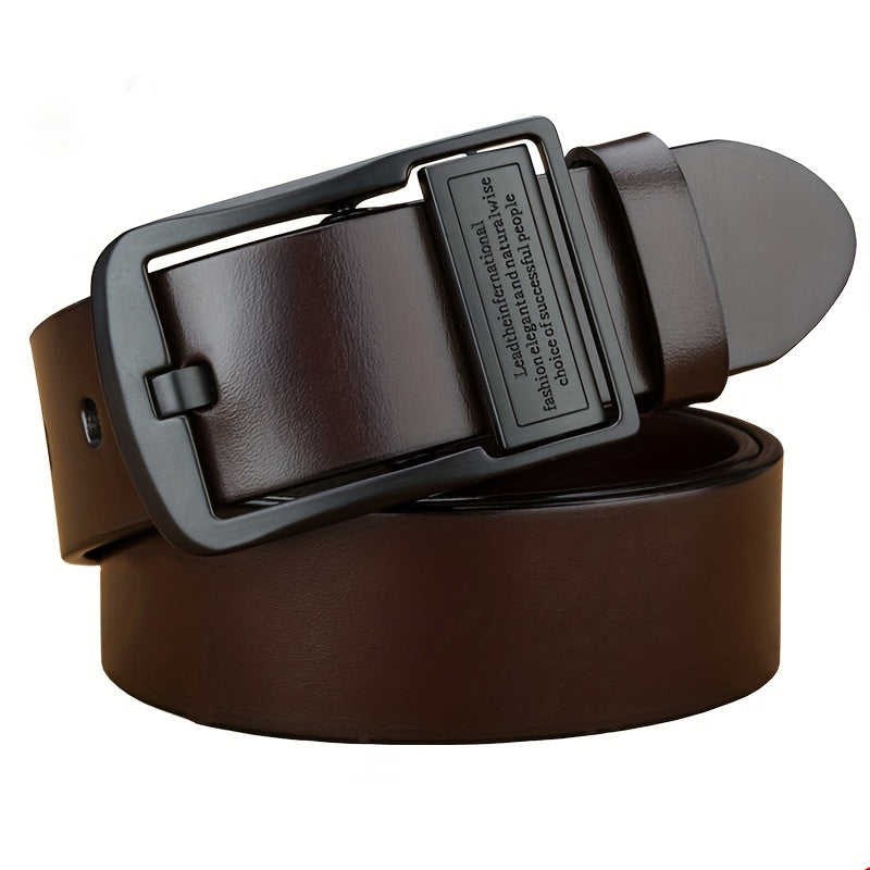 Ceinture Homme Essentielle – Cuir Synthétique Noir Élégant avec Boucle en Alliage, Polyvalente et Stylée pour Tenue Décontractée et Jeans, Accessoire Luxe
