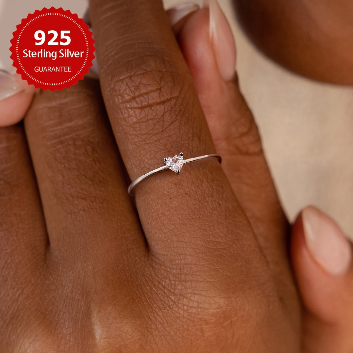 1pc minimalist heart ring S925 Sterling Silvery Promise Wedding EngaSynthetic Gemstoneent Rings for Women Wedding Season Jewelry Anniversary Solitaire Ring Thanksgiving Valentine's Day Gift for Ladies