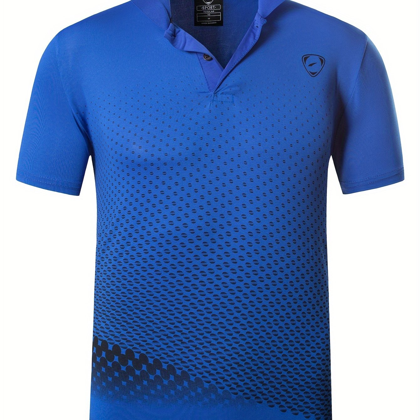 Men's Lightweight Breathable Sport Shirt - Vibrant Orange All-Over Dot Print, Stretch Polyester Short Sleeve with Collar & Button Placket for Tennis Golf Bowling, Regular Fit All-Season Casual Athletic Wear, Tennis A