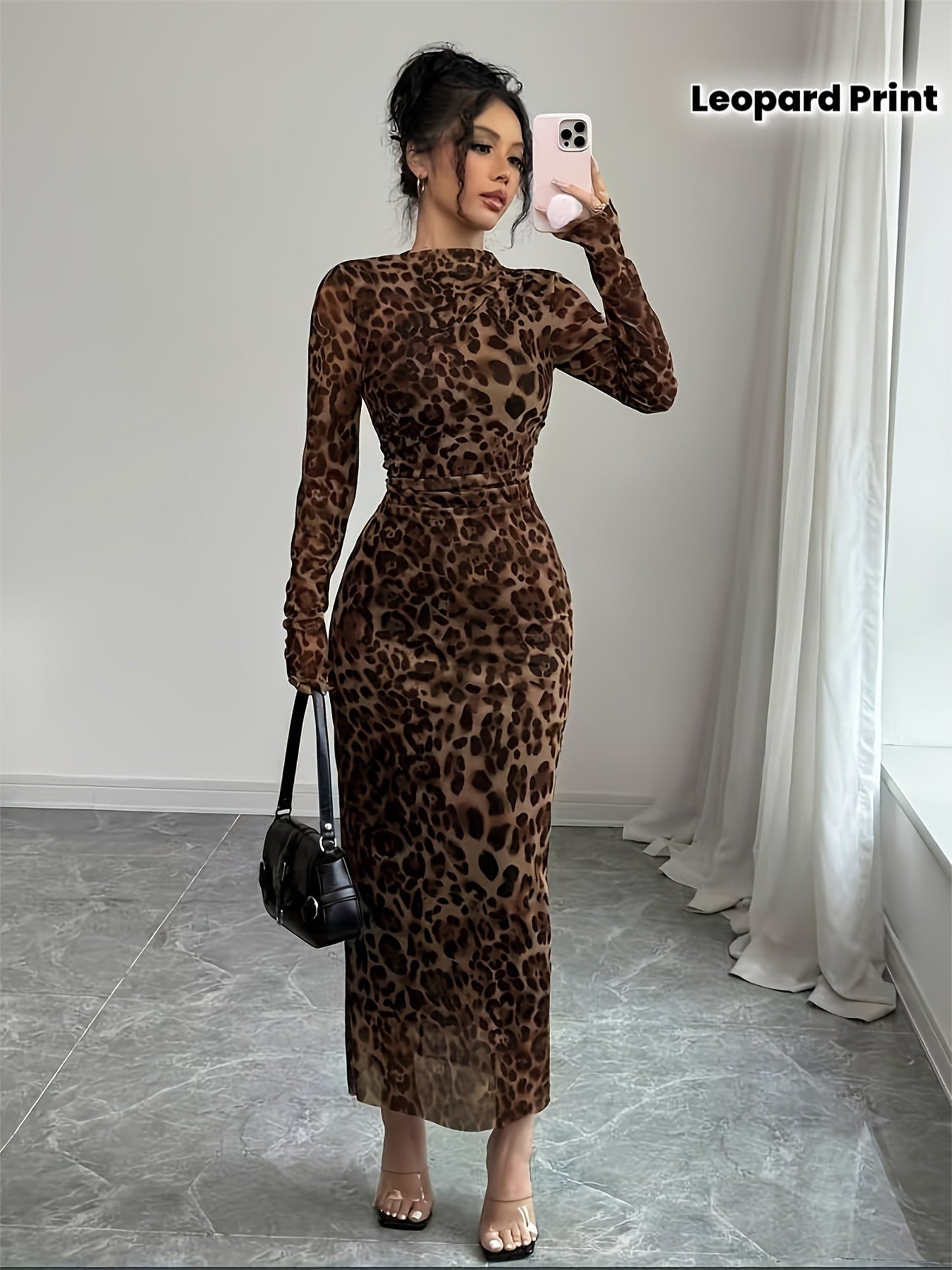 Sexy Slim Fit Leopard Print Hip-Wrapped Skirt