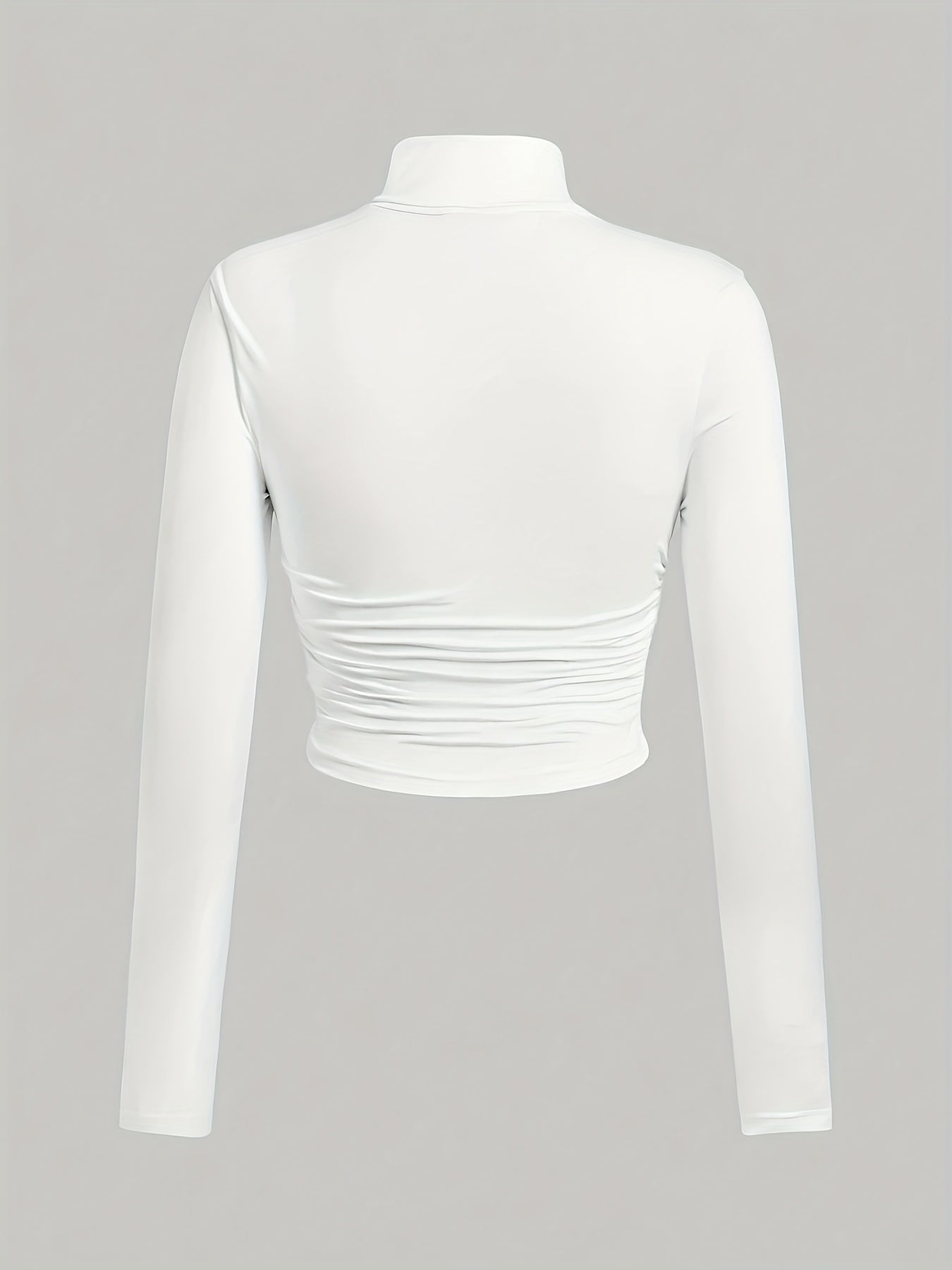 Lot de 3 Tops Femme Col Montant Manches Longues – Couleurs Unie Noir, Blanc et Gris