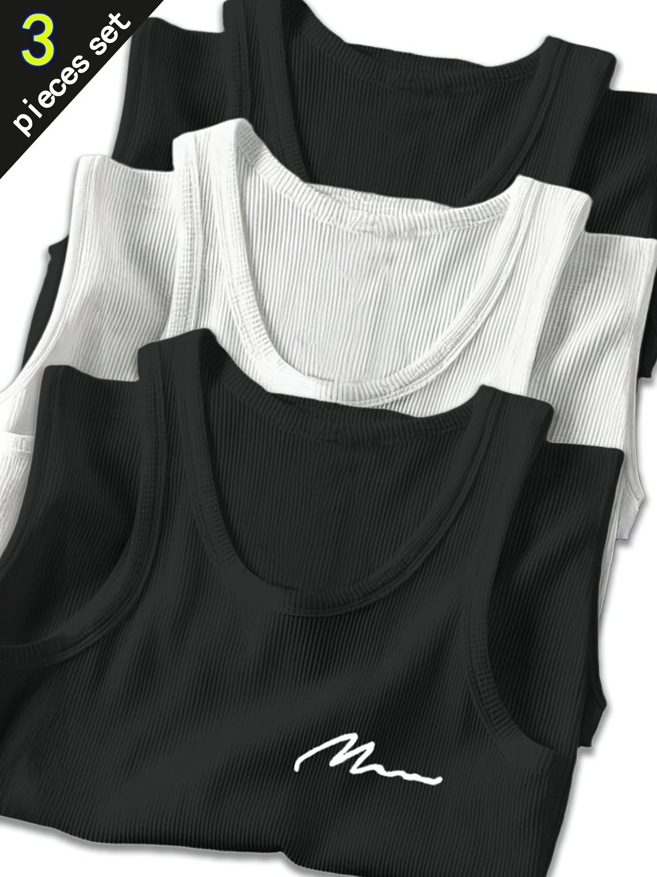 Lot de 3 Débardeurs Homme Été – Côtelé Rayé, Confortable et Respirant