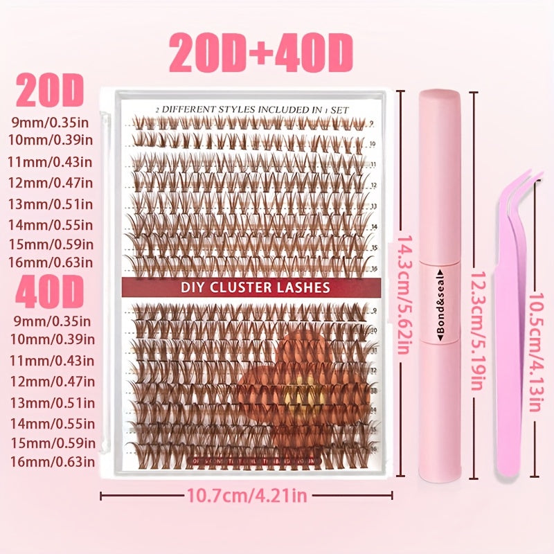 Pince à Cils avec Accessoires — Inclus Colles et Scellants, Brosse à Mascara, Faux Cils Résistants à l’Eau, Curl Intense, Réutilisables, Cils Individuels Épais et Fluffy, Idéal pour Soirées, Scènes et Festivals, Mélange de Couleurs Marron et Variées