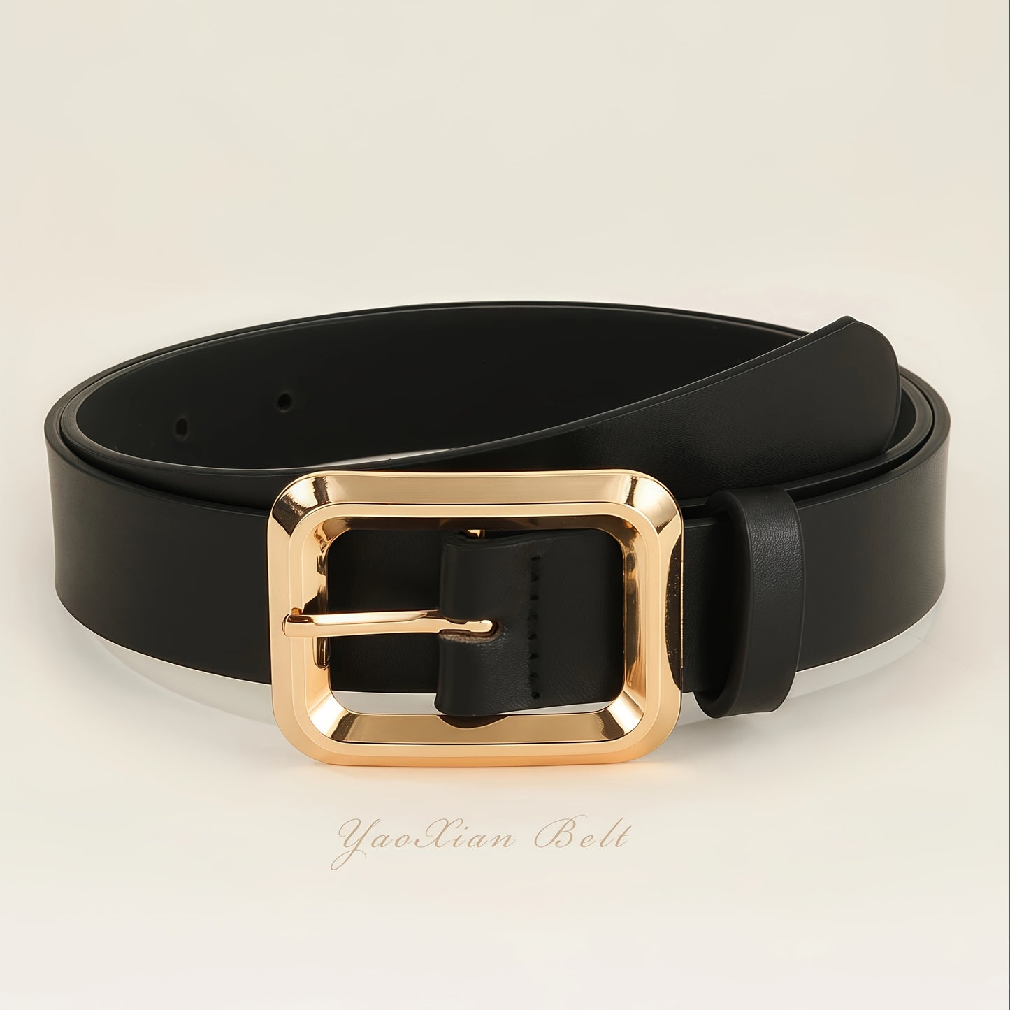 Ceinture Femme à Boucle Carrée Métal – Style Décontracté Bureau, Fait Main, Luxe Léger, Simple et Polyvalente, Adaptée T-shirt, Jeans, Robe, Tenue Formelle ou Décontractée