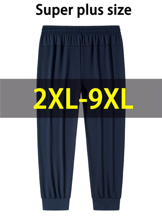Joggers grande taille pour homme (2XL–9XL) – tissu stretch à séchage rapide, taille élastique à cordon, coupe ample, idéals gym, running et usage quotidien, couleurs noir, gris et bleu