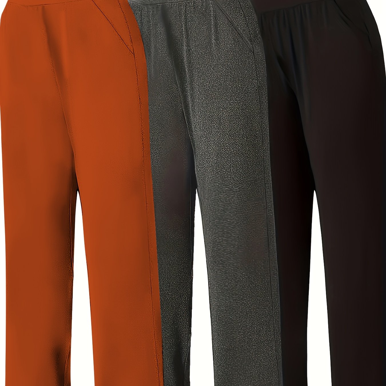 Pantalon Femme Grande Taille Décontracté – Taille Haute avec Poches, 3 Couleurs (Pourpre, Gris, Noir), Tous Saisons