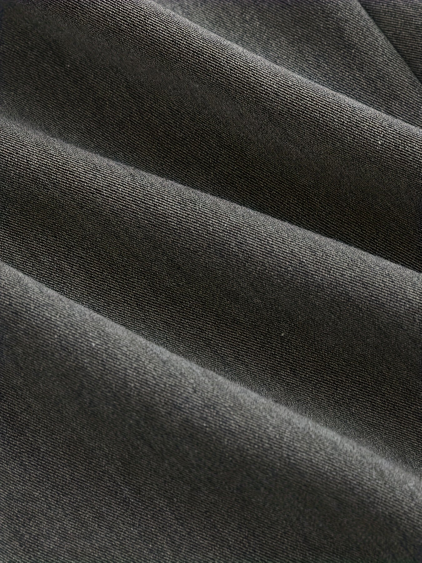 Pantalon Jambe Large – Gris Foncé/Noir, Longueur Totale, Fermeture Zippée, Bureau et Décontracté, Tous Saisons, Tissu Non Extensible