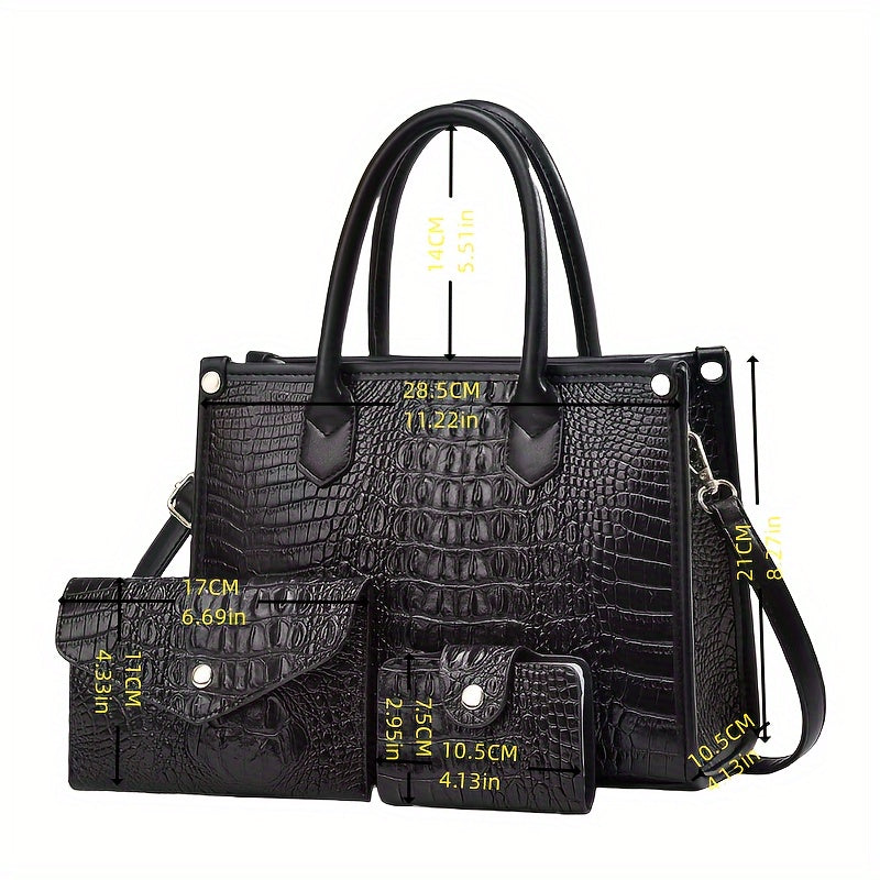 Sac crocodile luxe léger grand format tendance trois pièces mère élégante
