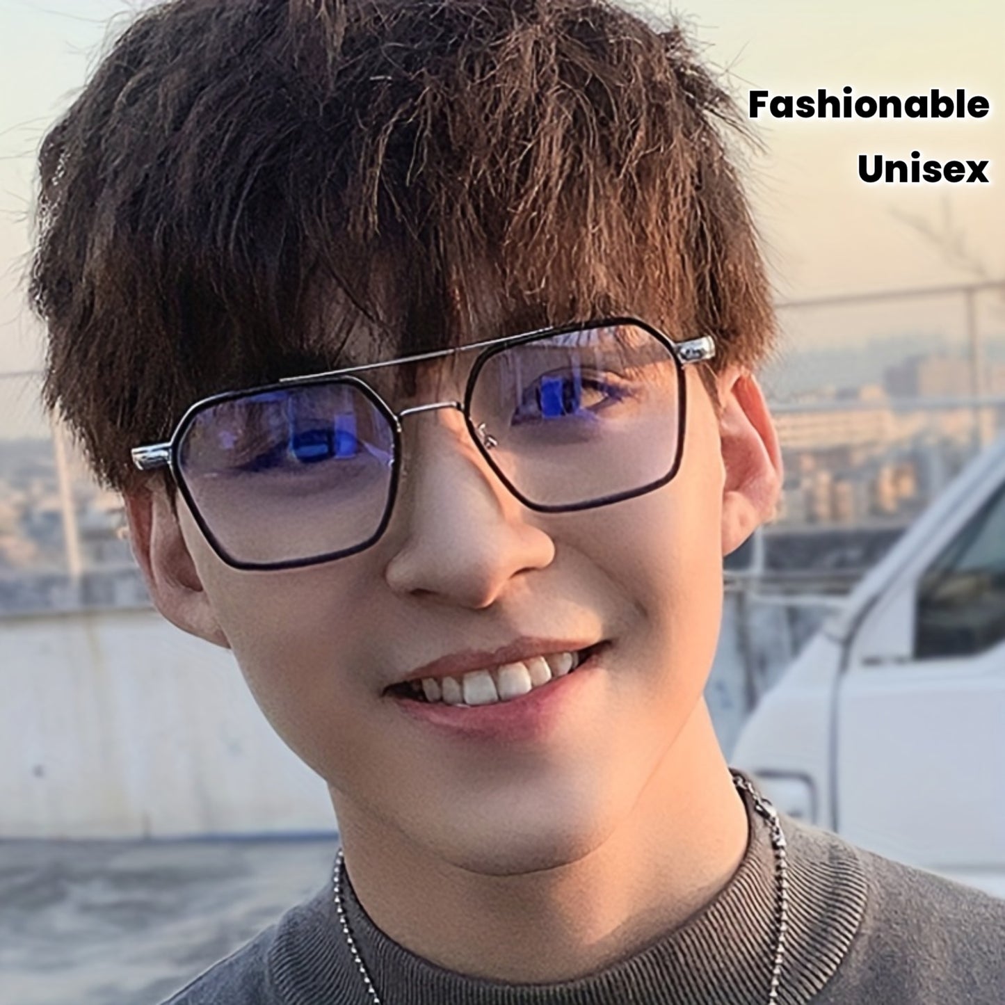 1pc TERNICOL Vintage Style Full Rim Glasses, Anti Blue Light PC Lens, Polycarbonate Frame, Fashionable Flat Light Eyewear with Case, Unisex for Photography & Street Fashion,Protect Against Blue Light from Computers and Electr