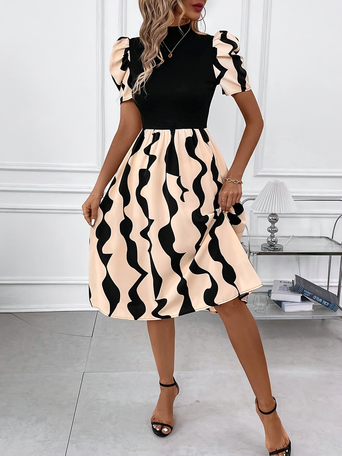 Robe patchwork imprimée élégante pour femme