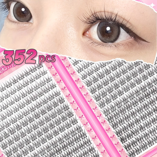 Kit Extensions de Cils DIY Facile — Faux Cils Naturels, Épaisseur 0,07 mm, Curl C, Longueurs Mélangées 9-11 mm, Style Paquets Croisés, Réutilisable, Design Fishtail avec Pince, Parfait pour Débutants, Sublime le Regard