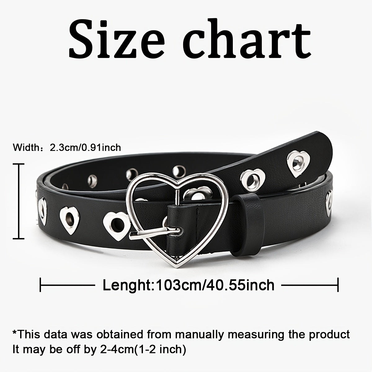 Ensemble de 2 ceintures décoratives créatives en PU pour femme avec boucle en forme de cœur, ceinture polyvalente et tendance avec boucle en forme de cœur couleur pêche et trou complet