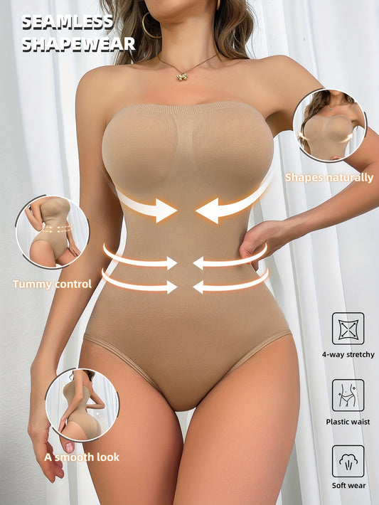 Body sculptant taille haute – sans couture, couleur unie, tissu tricot polyamide et élasthanne, maintien élevé, sans rembourrage, contrôle du ventre, extensible 4 directions, ultra-fin 0,5 cm