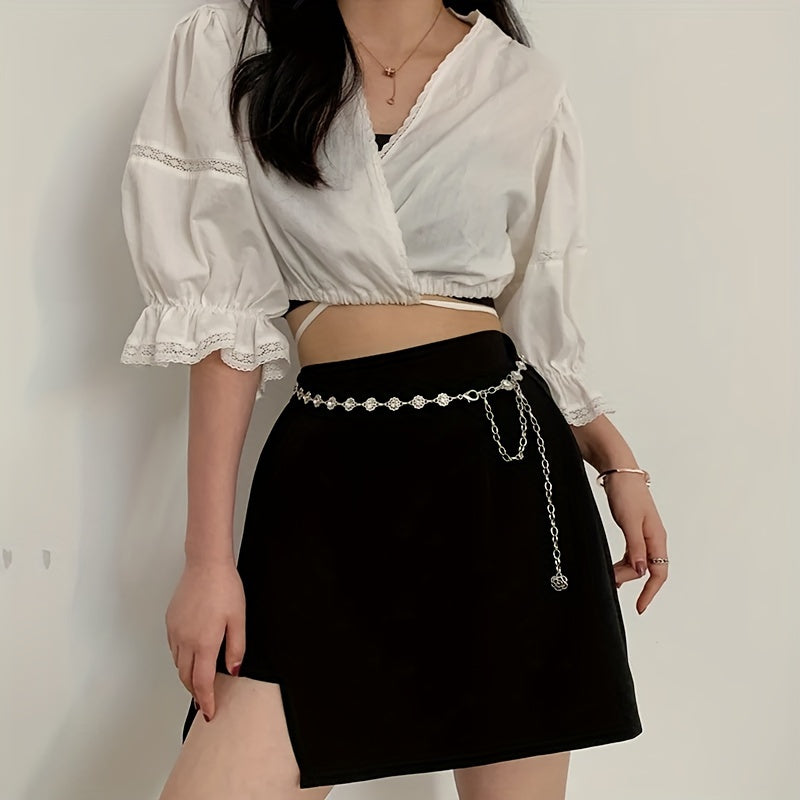 Ceinture taille fleurie en métal pour femmes – Accessoire polyvalent et tendance, adaptée pour robes, chemises, costumes, décorations de ceinture et bandes de taille