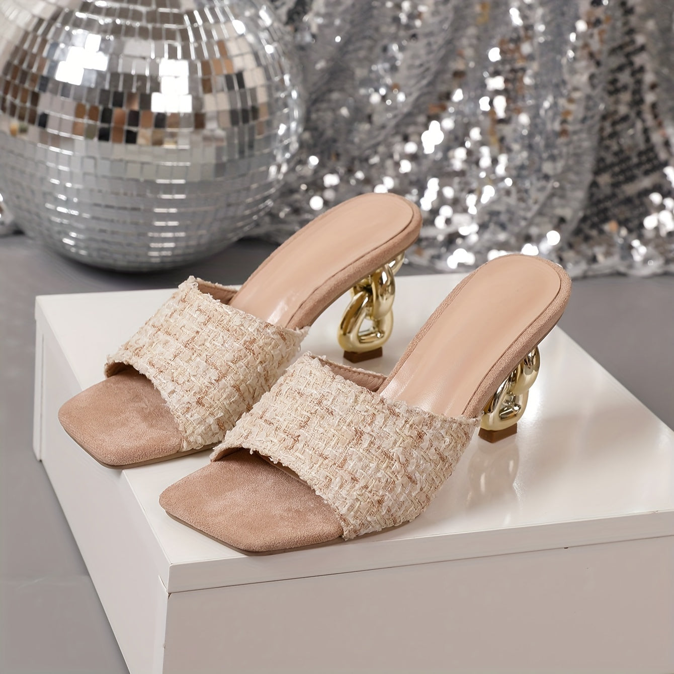 Escarpins Élégants à Talons Aiguilles pour Femme – Champagne, Dentelle, Bout Ouvert, Bride à la Cheville, Talons Ultra-Hauts, Enfilage Facile, Polyvalents Toutes Saisons