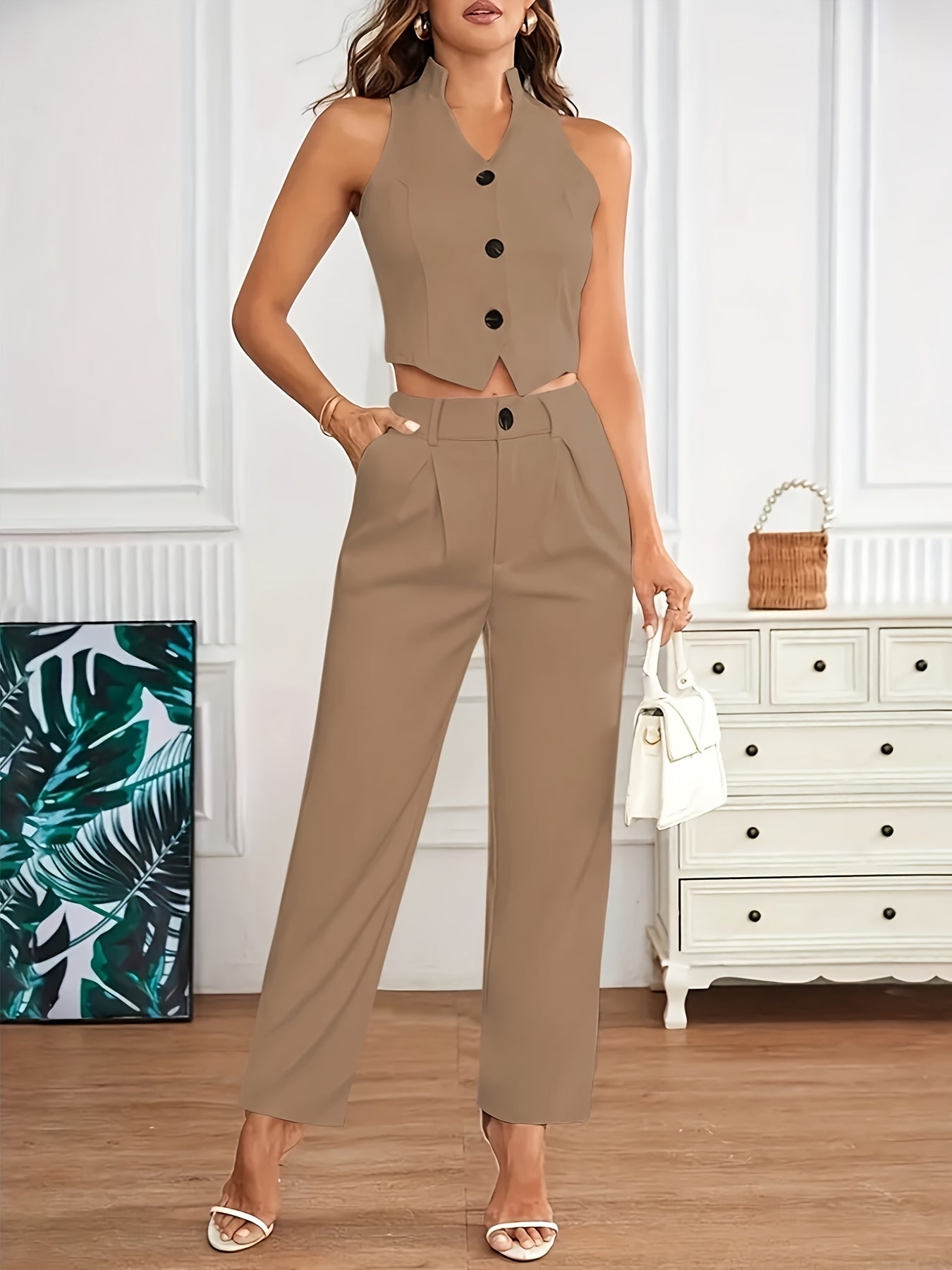Ensemble gilet et pantalon long élégant et stylé