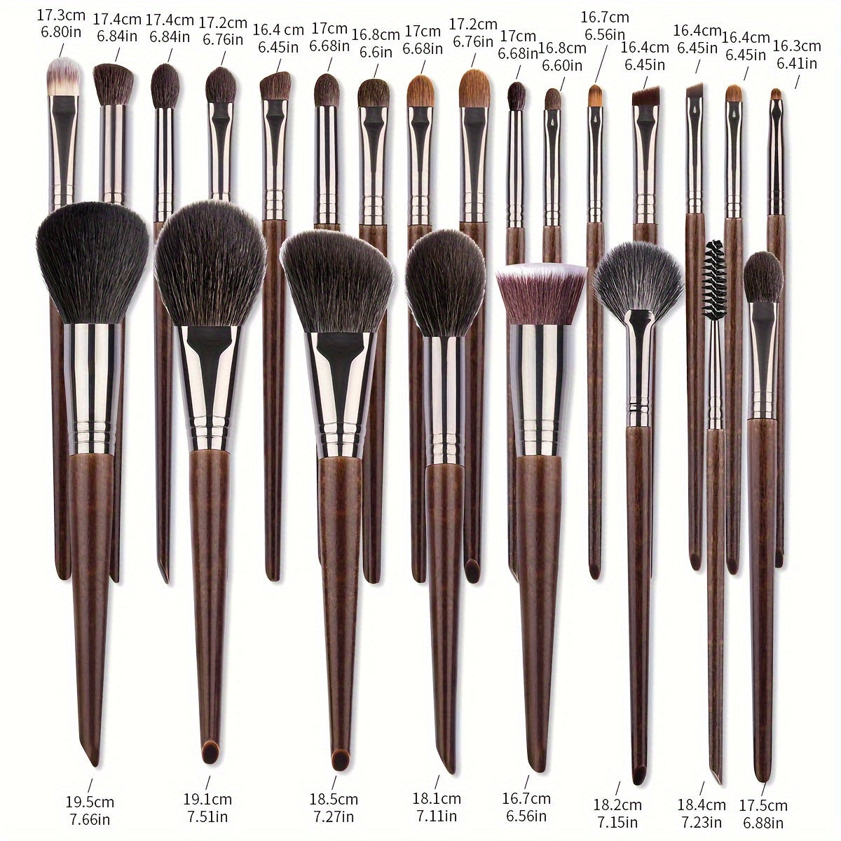 Set de 24 pinceaux de maquillage en poils naturels de chèvre – Poudre, fond de teint, contour, estompeur, fard à paupières, eyeliner, outils de maquillage