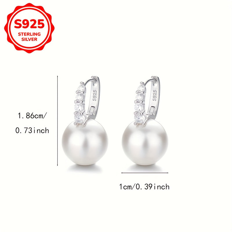 Paire de boucles d’oreilles bague pour femme, style vintage élégant, luxe simple, en argent 925, 3,9 g, incrustation de zirconia synthétique, tige en argent sterling