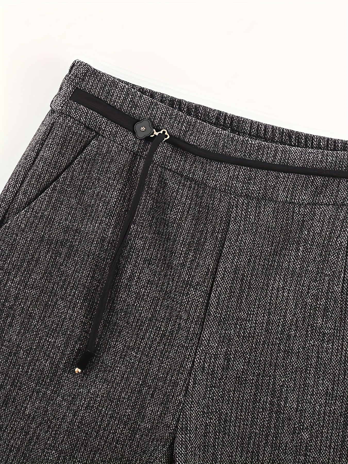 Pantalon Femme Taille Haute Évasé – Gris Côtelé, Boutons Zippés, Confortable et Polyvalent, Printemps/Automne