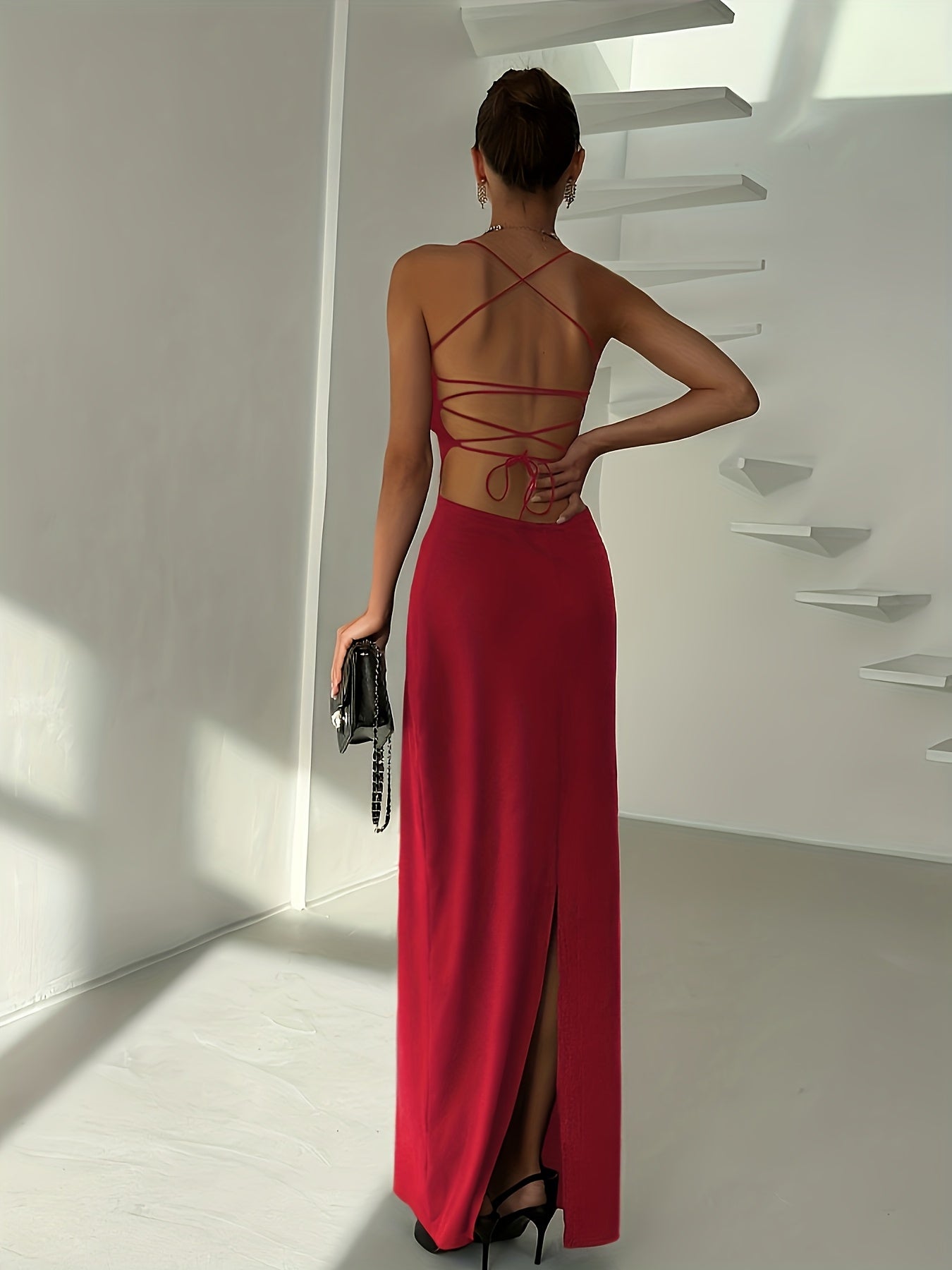 Robe Femme Sexy Élégante de Soirée — Dos Nu, Silhouette Sirène/Trumpet, Sans Manches, Robe Formelle pour Soirées et Mariages, Coupe Bodycon Flatteuse, Idéale pour Prom, Gala et Tenues Chics Quotidiennes, Style Sophistiqué