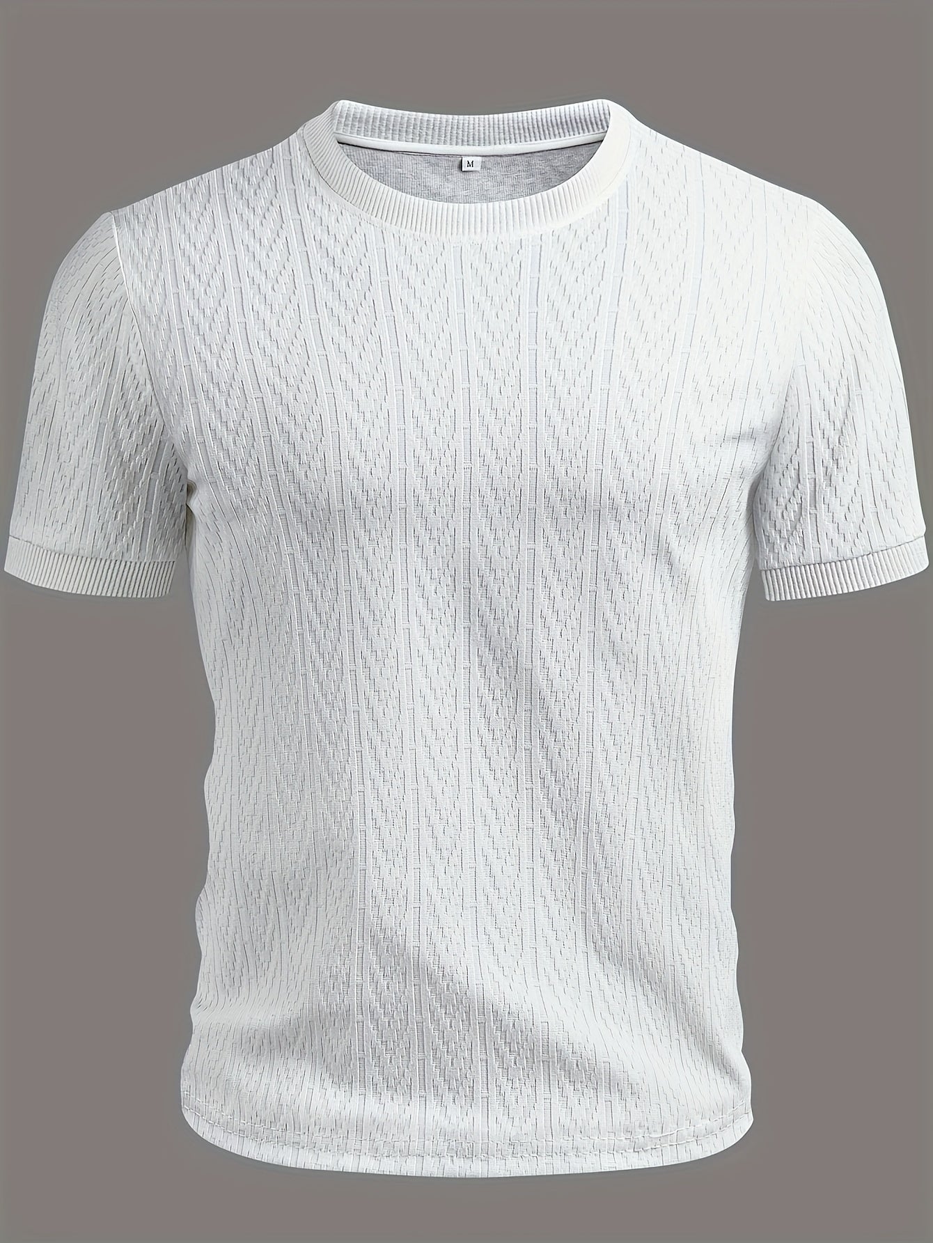 Men'S Textured Fabric Short-Sleeve T-Shirt with a Ribbed Collar And Cuffs, Perfect for Stylish Outdoor Sports And Casual Wear.
