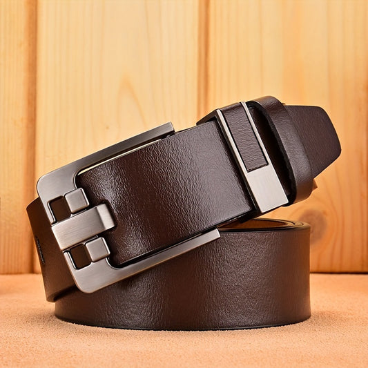 Ceinture Homme Style Vintage en Cuir Synthétique – Grande Taille 110 cm, Boucle Alliage Rétro, Accessoire Haute Qualité pour Grandes Tailles