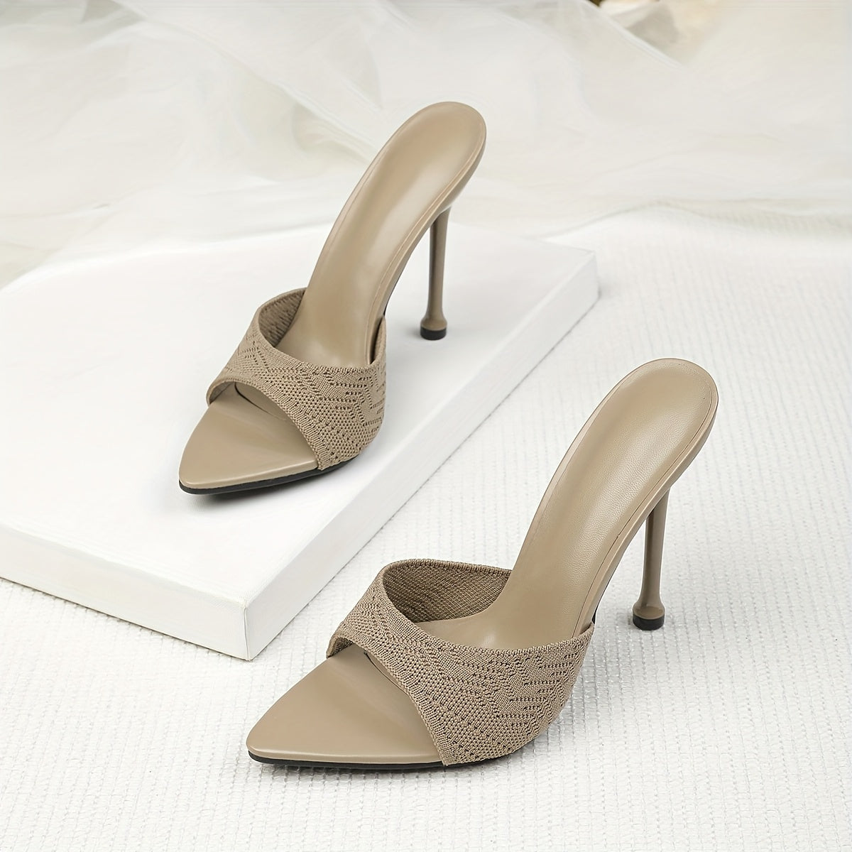 Mules Élégantes à Talons Aiguilles pour Femme – Bout Ouvert, Talons Ultra-Hauts, Tige en Microfibre, Semelle Antidérapante en Caoutchouc, Parfaites pour Mariages, Soirées, Bureau et Événements Extérieurs – Sandales de Soirée