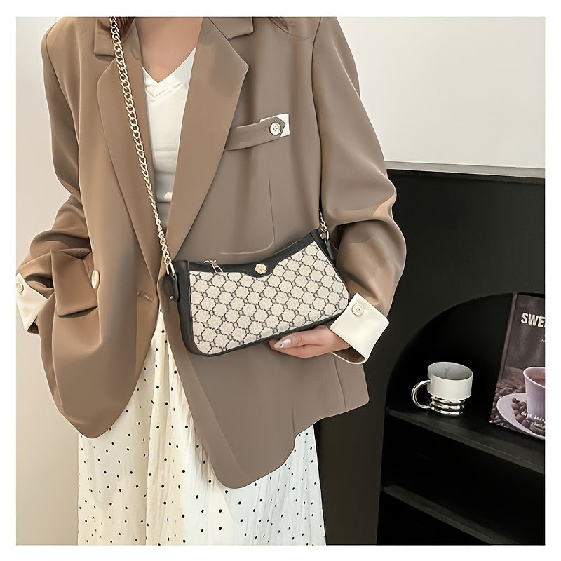 Sac bandoulière vintage femme – style européen, noir rétro, métal doré, bandoulière détachable, fermeture éclair, léger, parfait pour soirées et usage quotidien, aspect luxe, sans entretien nécessaire