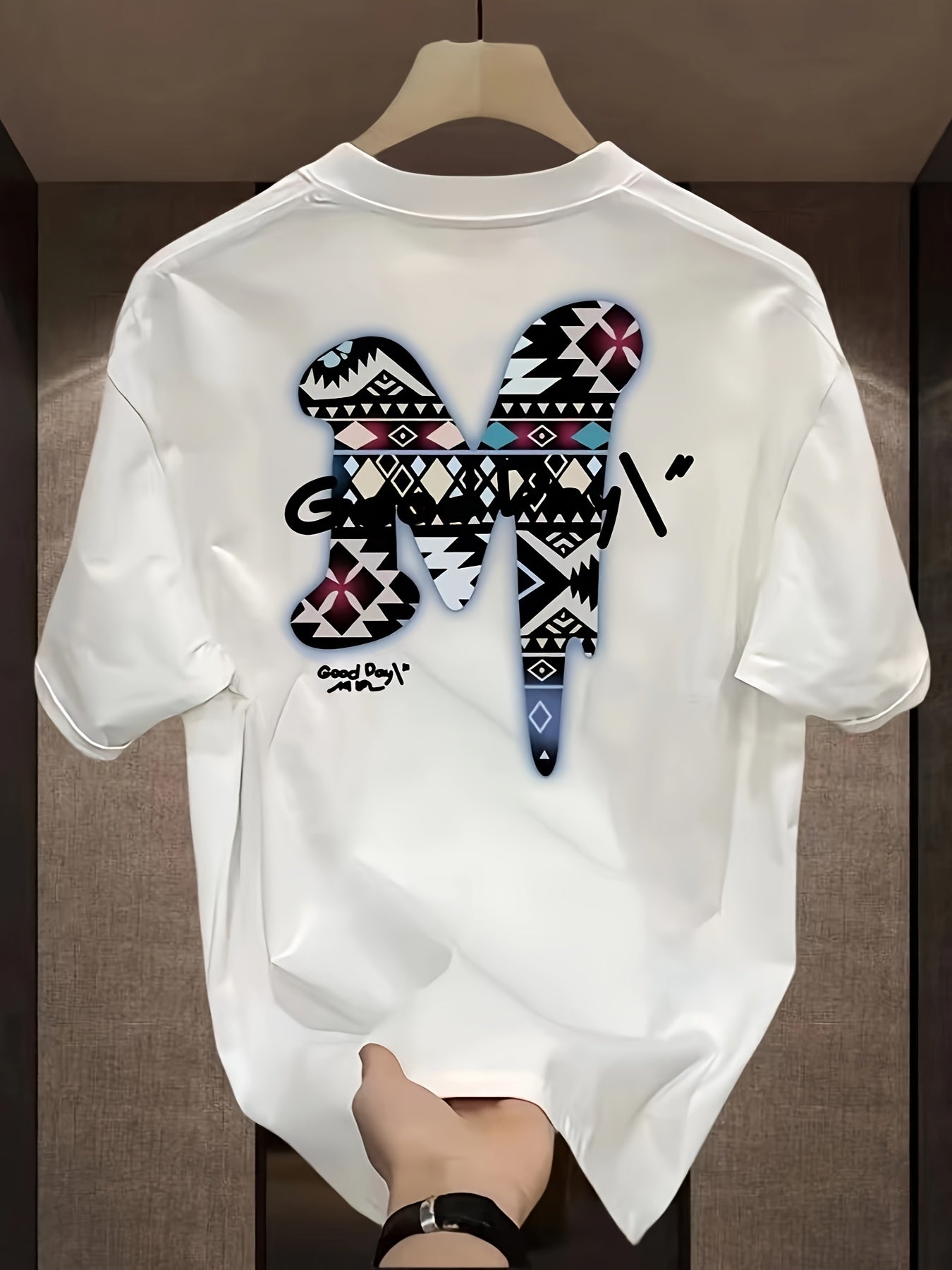 Heavy cotton T-shirt for Men's versatile large size loose summer trendy brand printed handsome youth top