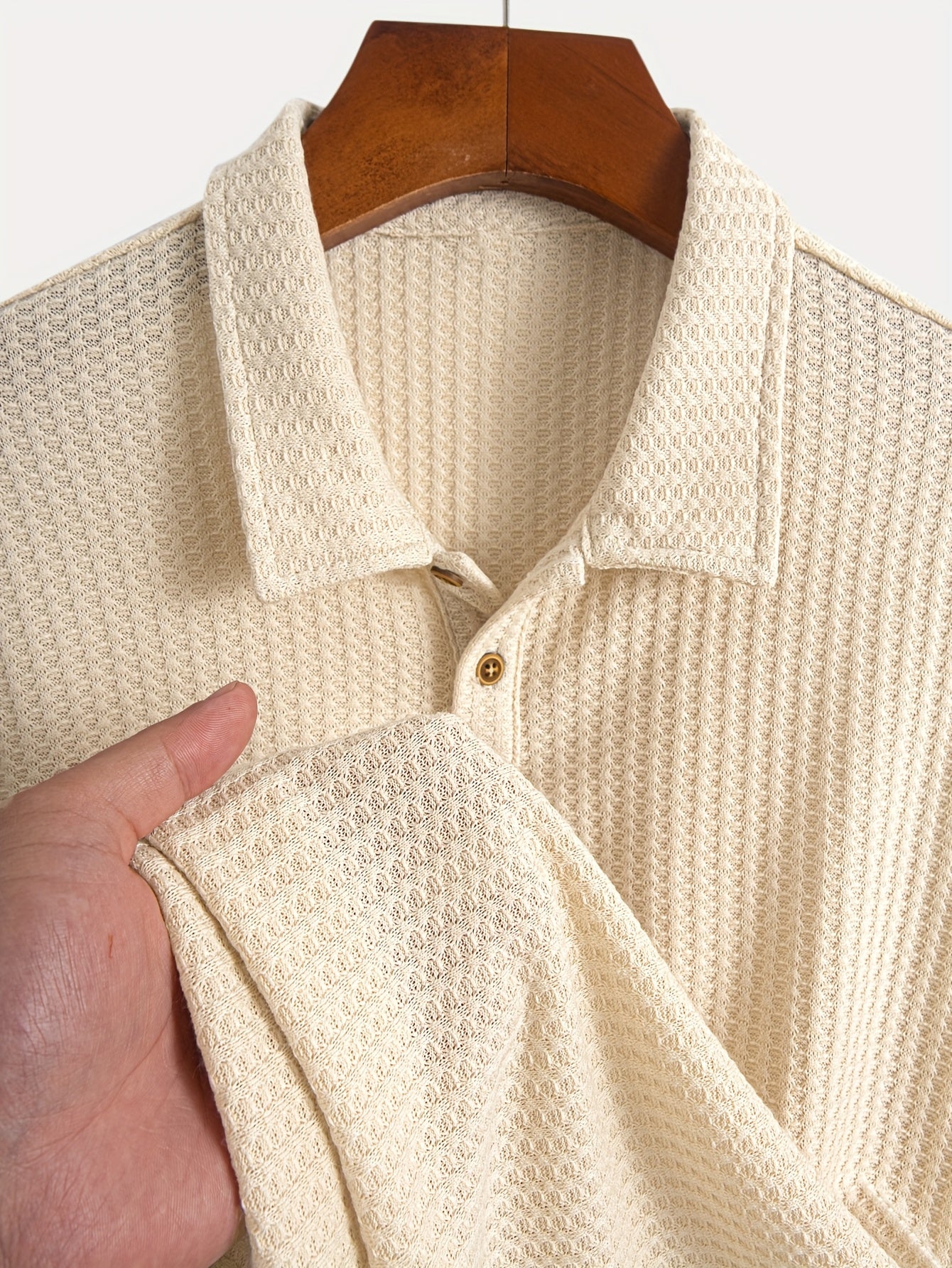 Set of 5 Short-Sleeve Polo Shirts with Jacquard Texture for Summer Casual Sports, Knit