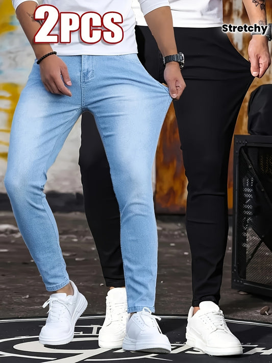 Lot de 2 Jeans Homme – Taille Mi-Haute, Extensible