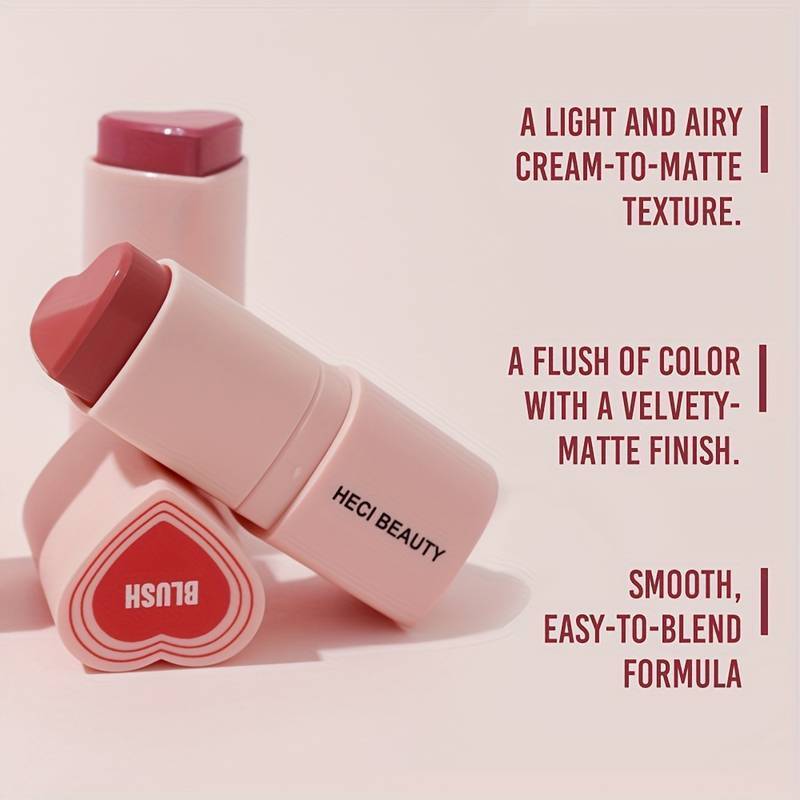 Blush Crème en Stick en Forme de Cœur – Enrichi en Beurre de Karité et Vitamine E, Durée de Conservation 24 Mois
