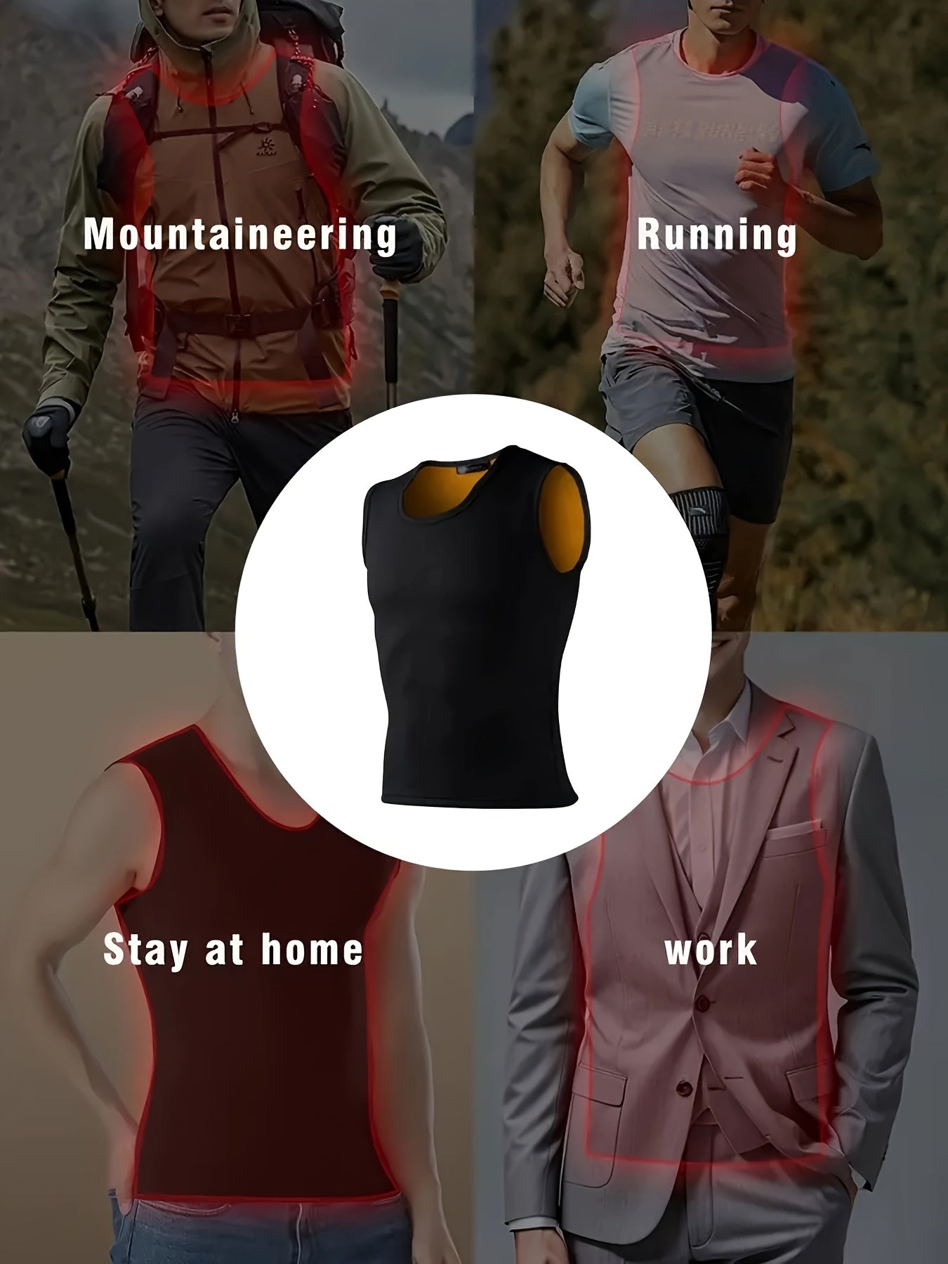 3pcs Débardeurs Thermiques Homme – Polaire Dorée, Chauds et Extensibles