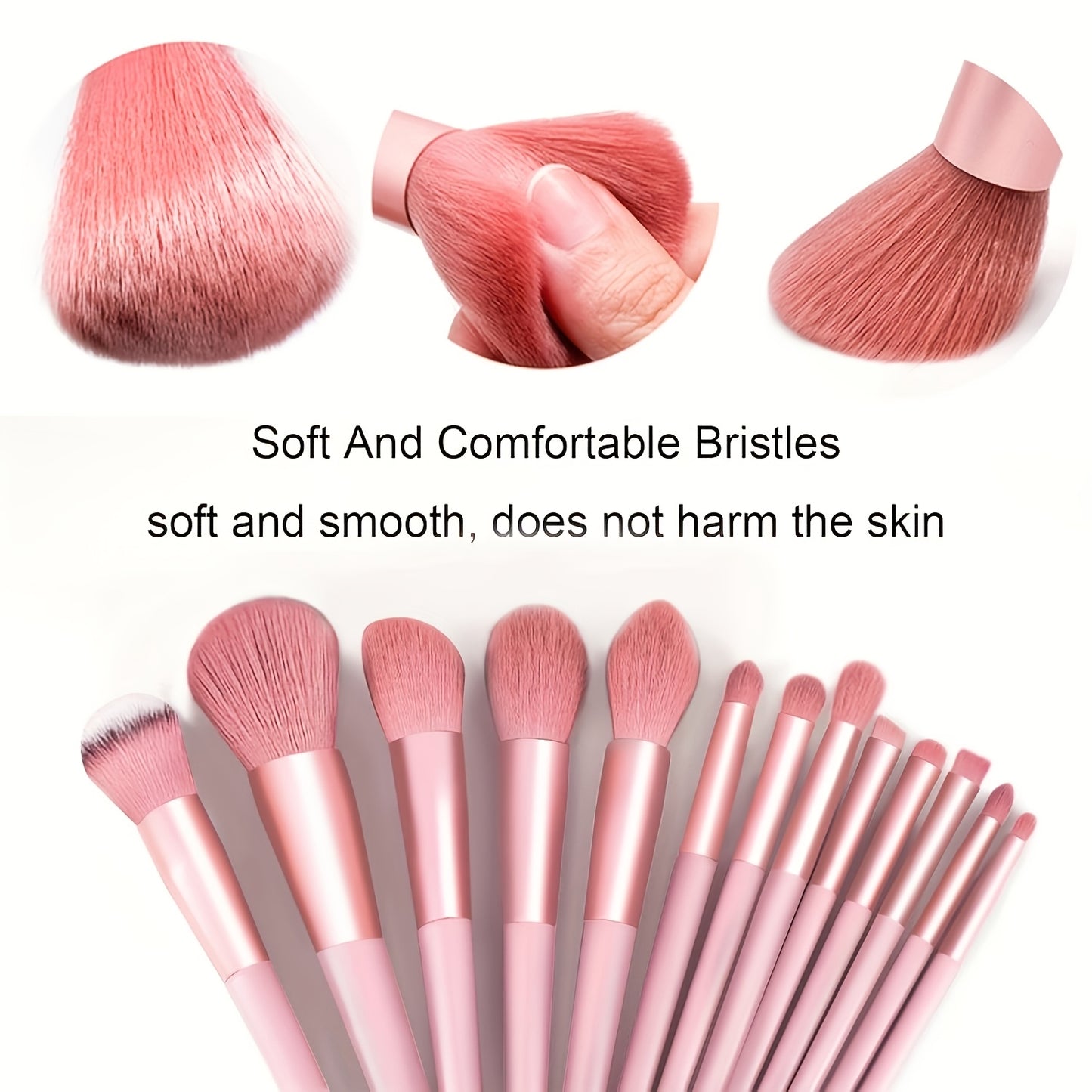 Set 14 Pinceaux Maquillage – Pinceaux Rose & Trousse Incluse
