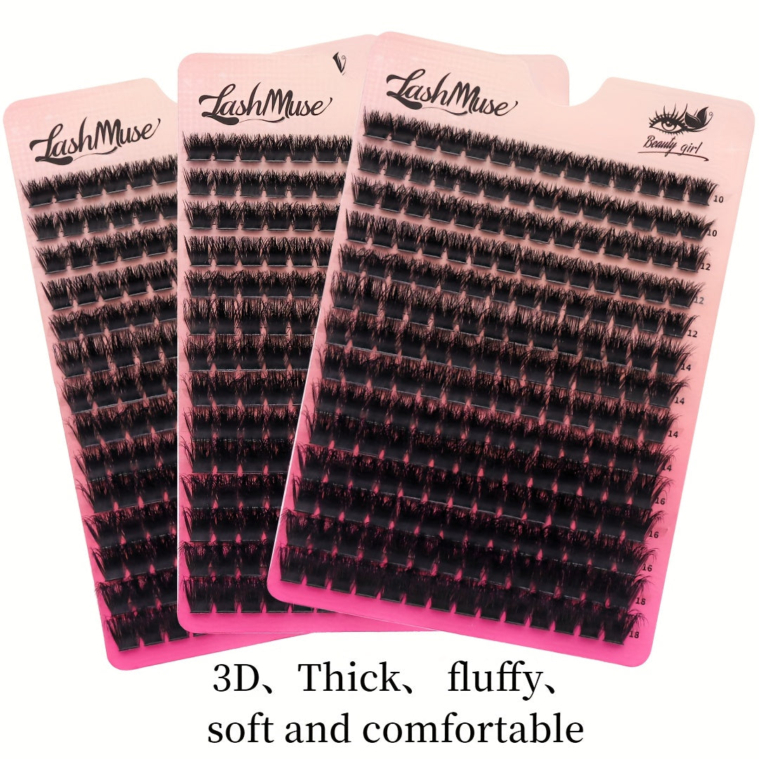 Faux cils 196 bouquets 150D, longueurs mixtes de 10 à 18 mm, à combiner à volonté, courbure D-D, effet œil de chat russe 3D, volume naturel et duveteux - légers, doux, confortables, faciles à poser