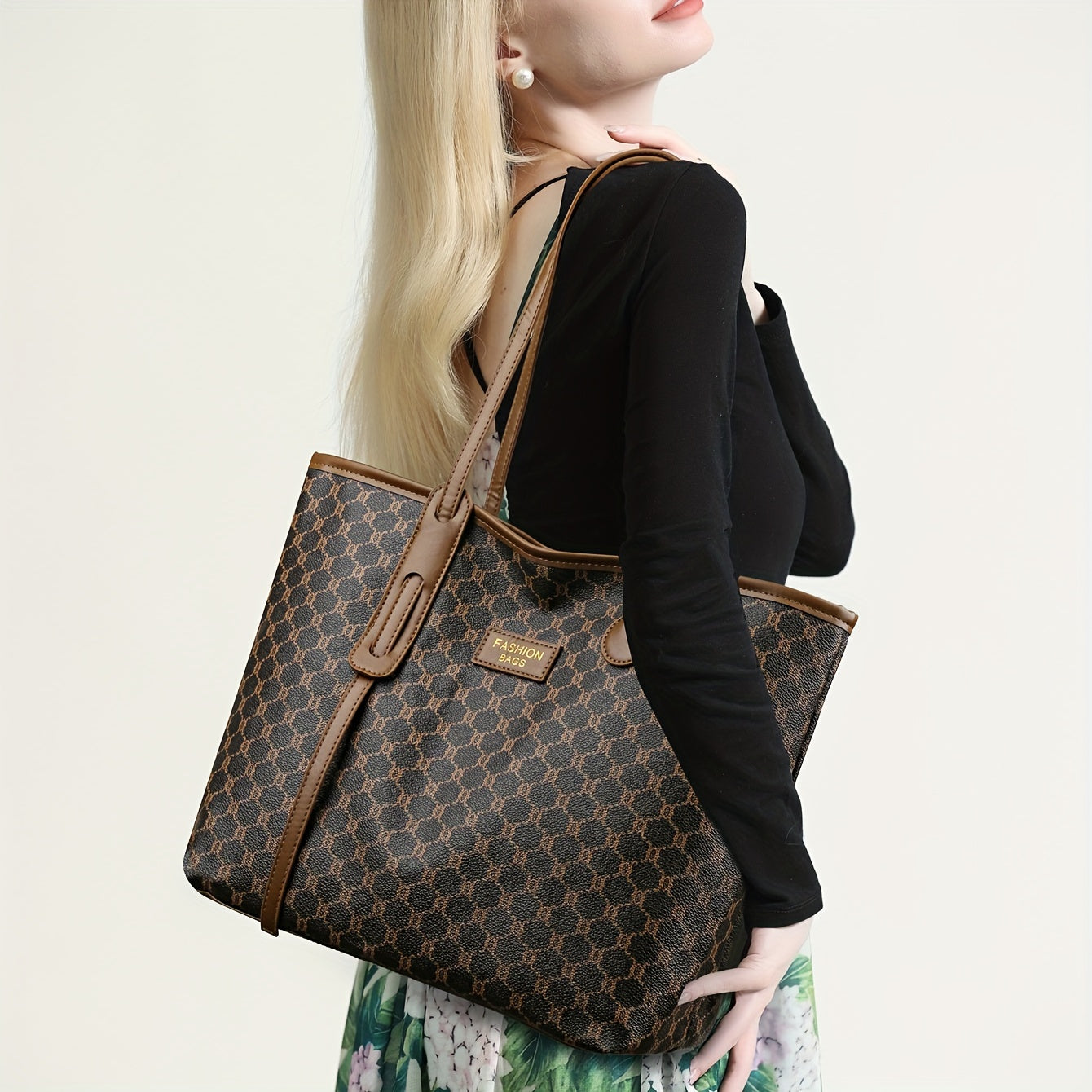 Sac femme tendance grand format ensemble tote + 2 sacs