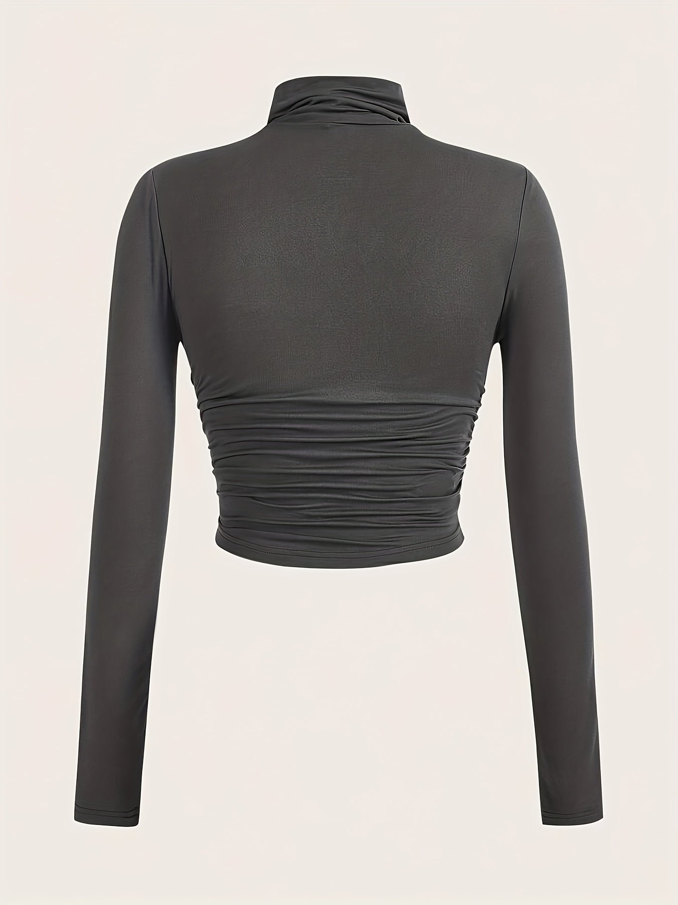 Lot de 3 Tops Femme Col Montant Manches Longues – Couleurs Unie Noir, Blanc et Gris