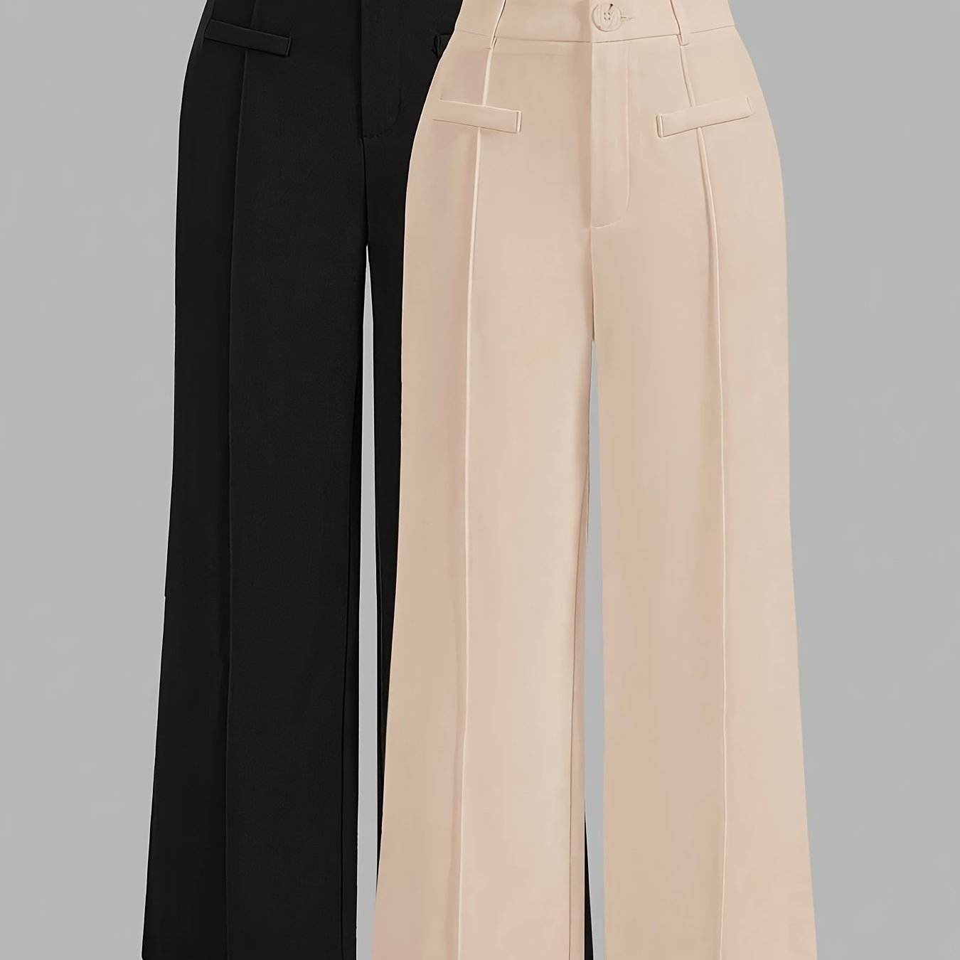 Lot de 2 Pantalons Femme Taille Haute – Jambe Évasée, Style Costume