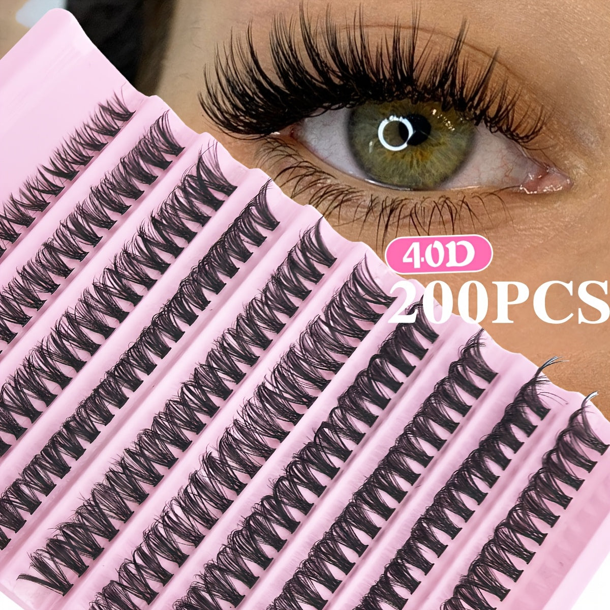 200 pcs Cils en Paquets Wispy — Longueurs 8-16 mm, Look Naturel, Cils Individuels Fluffy, Extensions DIY, Curl 30/40/80D, Réutilisables et Adaptés aux Débutants
