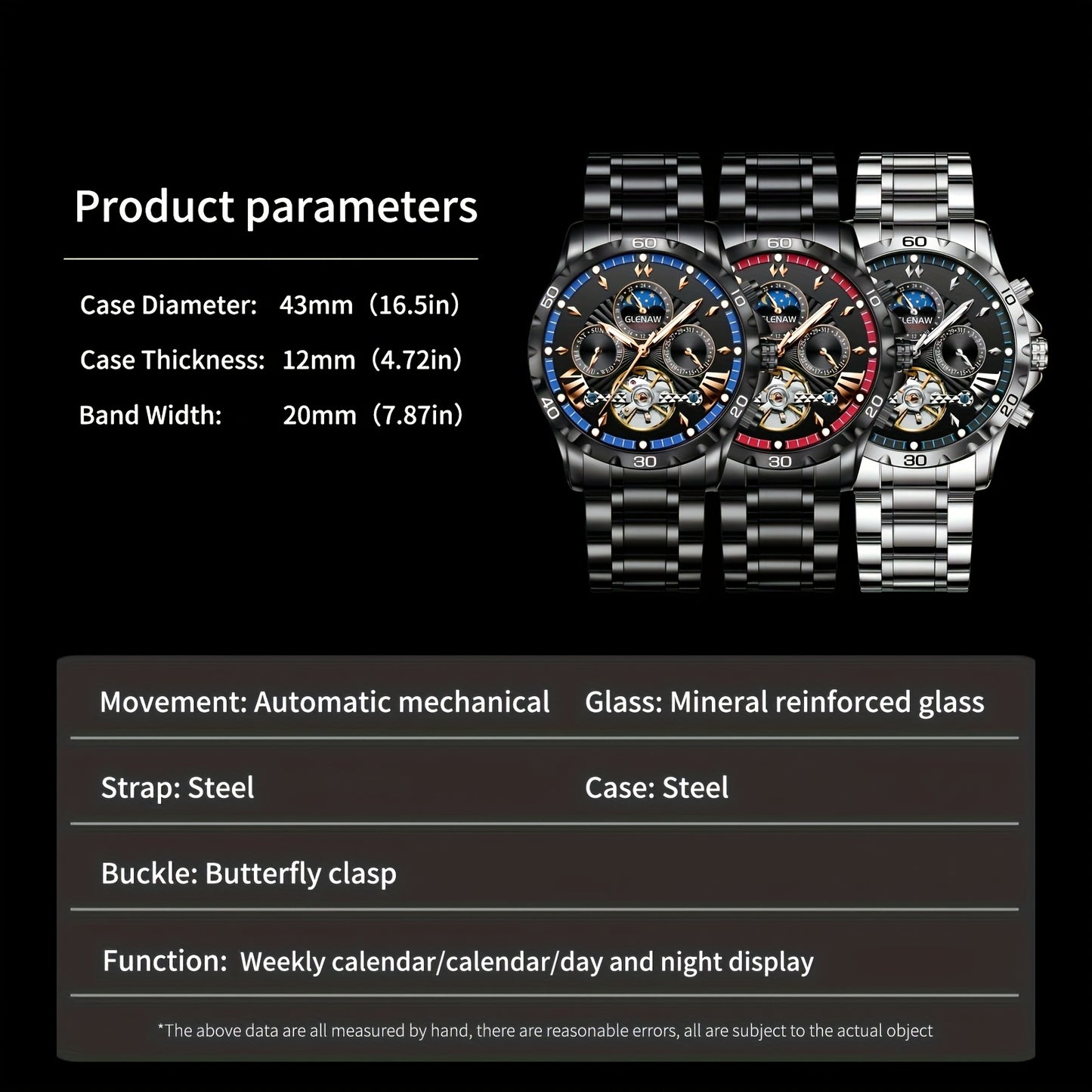 Men's mechanical watch 24 hours date day function Automatic Watches for Men, Automatic Mechanical Watch, Watch For Men, Professional Timekeeping, Date Function Watch, Men's Wristwatch, Precision Timepiece, Adult Male, Profess
