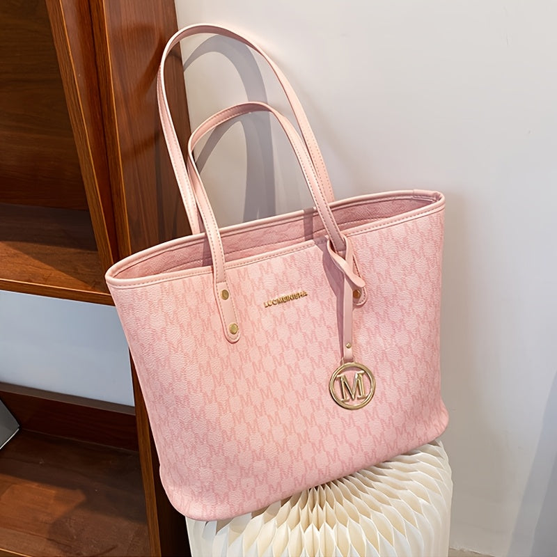 Sac Cabas Femme en PU Rose Vif – Grande Capacité, Fermeture Zippée, Élégant et Brillant, Durable, Idéal Voyage, Shopping et Usage Quotidien