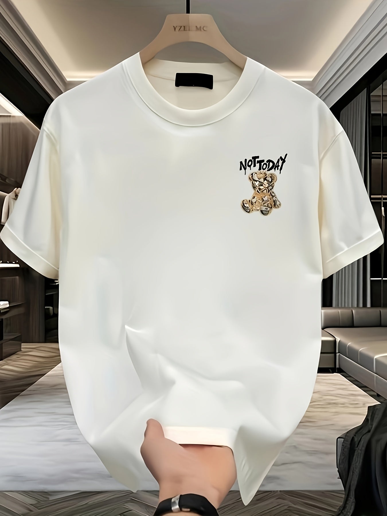 Men'S Heavyweight Cotton Oversized T-Shirt - NOT TODAY Graphic Streetwear Tee, Loose Fit Crewneck Shirt for Everyday & Formal Outfits - Urban Fashion Top for Teens & Adults, Casual Wear, Bold Lettering, Soft Fabric, Short Sle