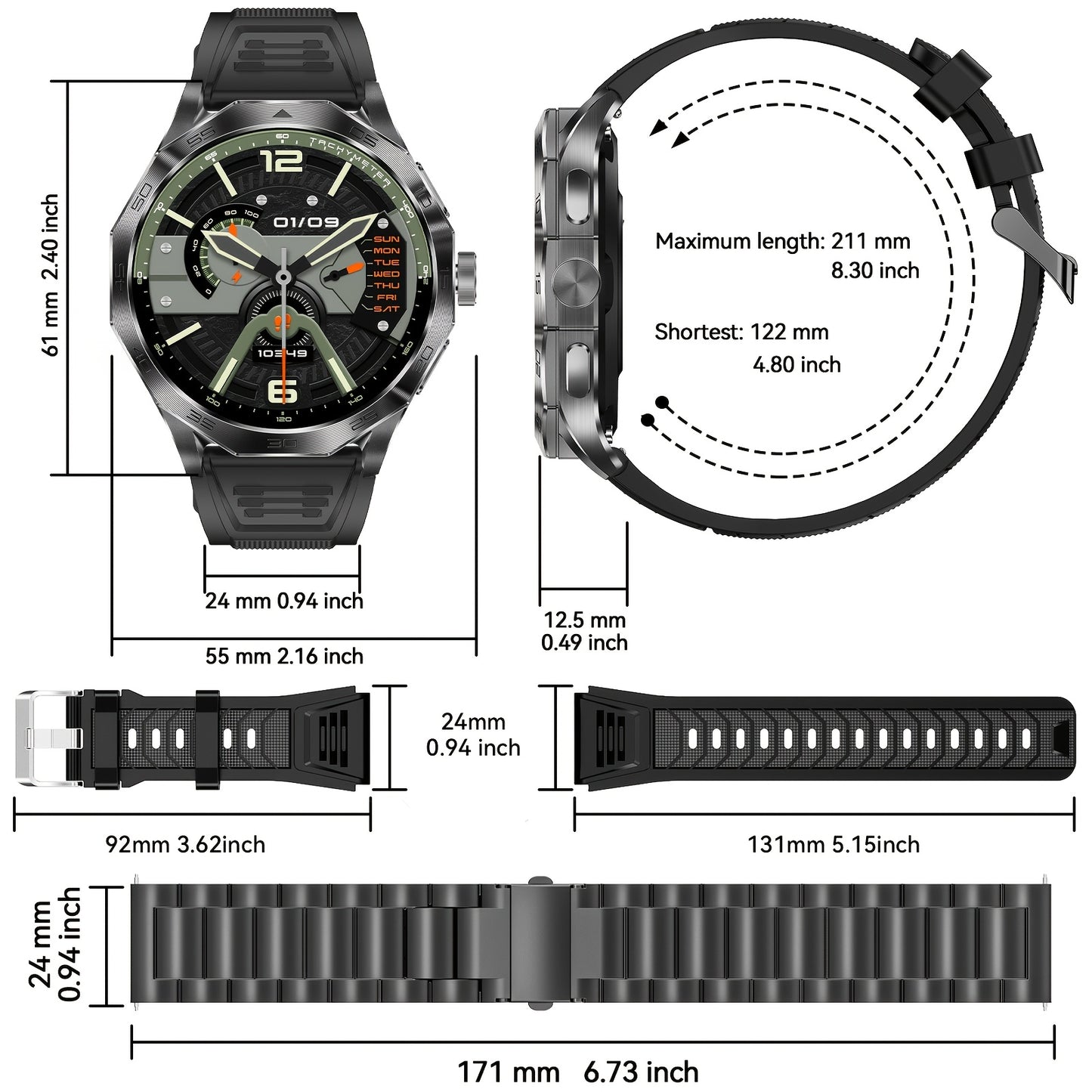 Montre Connectée Homme & Femme – Écran Tactile HD 1,75", Appels (Répondre/Appeler), Modes Sport, Multi-Cadrans, Compatible iPhone & Android, Suivi Santé, Assistant Sport, Design Élégant