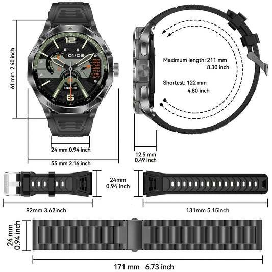 Montre Connectée Homme & Femme – Écran Tactile HD 1,75", Appels (Répondre/Appeler), Modes Sport, Multi-Cadrans, Compatible iPhone & Android, Suivi Santé, Assistant Sport, Design Élégant