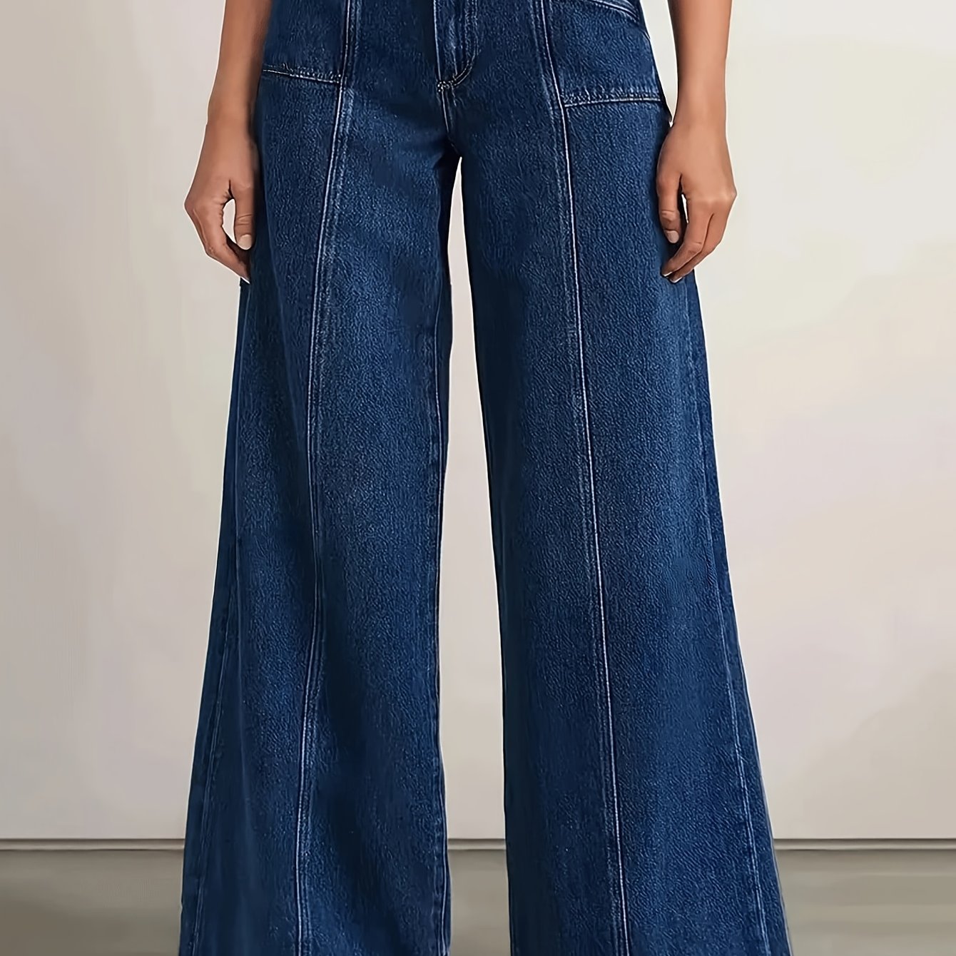 Jeans Femme Vintage Jambe Droite Bleu Classique Non Extensible Boutons Toute Saison Décontracté et Formel Durable