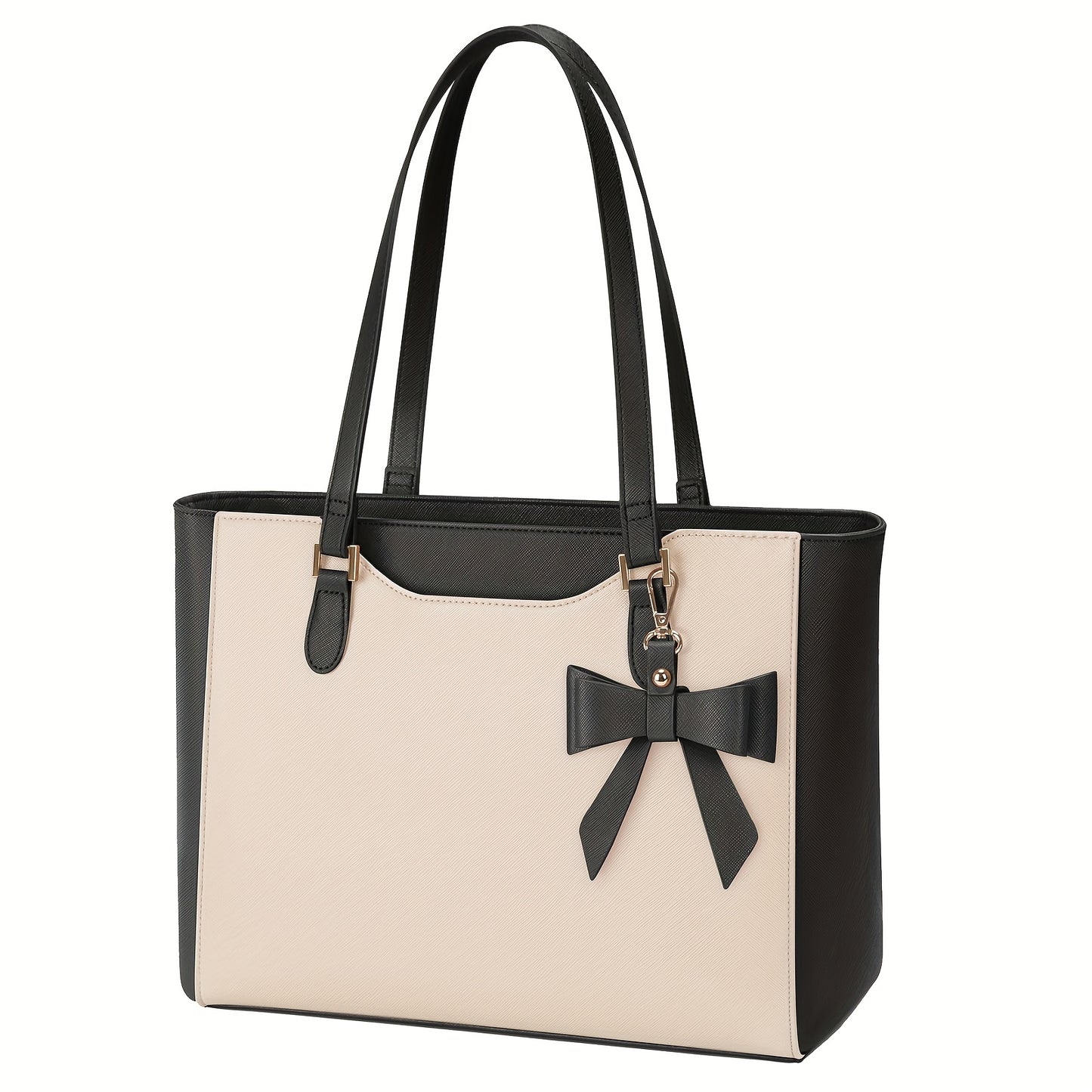 Sac ordinateur femme – grand cabas élégant à nœud, format A4, idéal pour le travail, les entretiens d’embauche et les trajets quotidiens