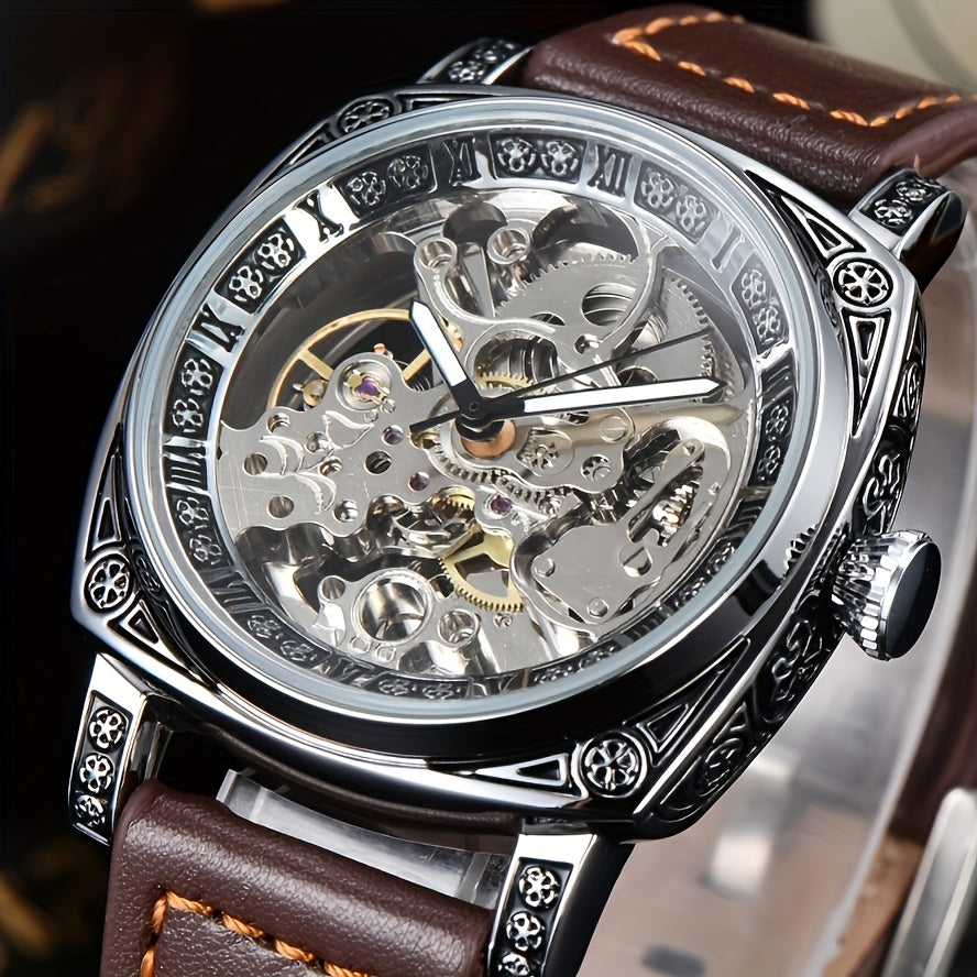 Business fashion Men's watches, mechanical movements, automatic mechanical watches, artificial leather straps, best-selling watches for young men to give to their boyfriends and husbands. There are multiple colors to choose f