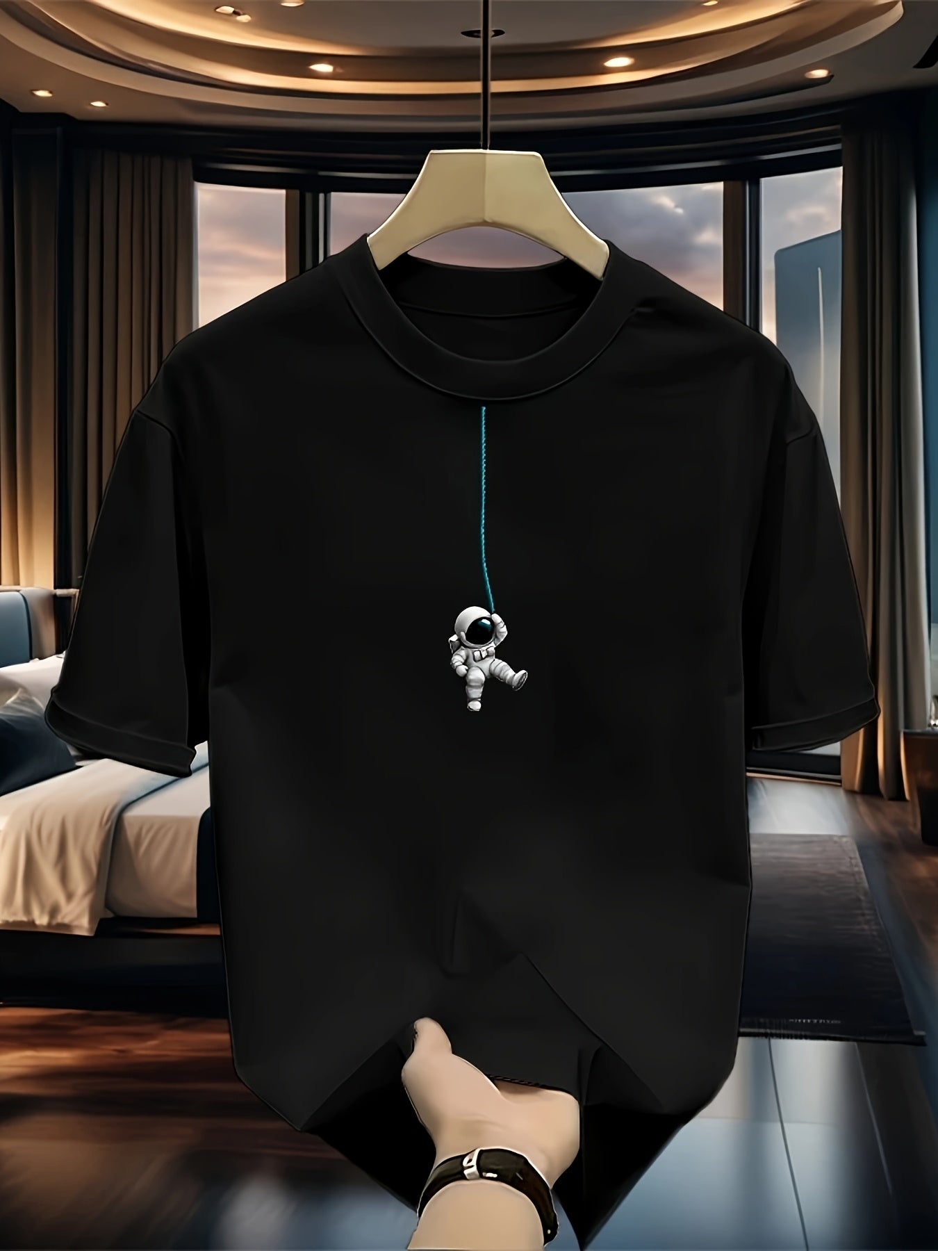 Heavy pure cotton trendy brand printed short-sleeved T-shirt Men's summer new casual large-size loose versatile top