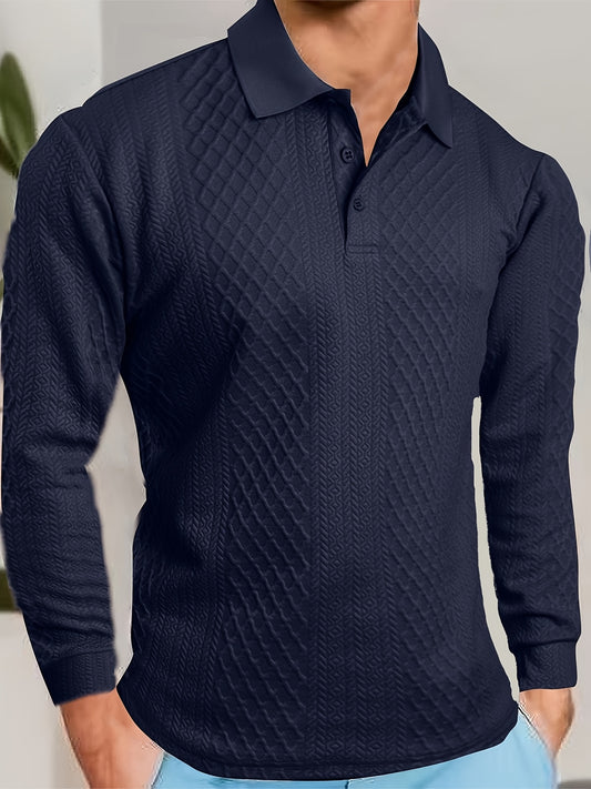 Men's Fashion Casual Business Shirt | High-end Solid Color Jacquard Collar T-shirt | Essential Golf Suit | Breathable and Warm | Indoor Party and Outdoor Sports | Wardrobe Must-have Leisure Vacation Trendy Style | Middle East