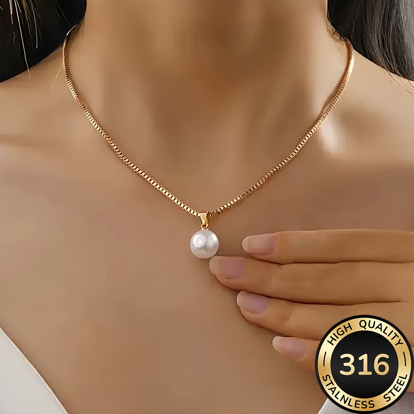 Collier Femme – Acier Inoxydable 316 Plaqué Or, Haute Qualité, Anti-Décoloration, Confortable et Polyvalent, Design Simple et Élégant, Bijou Tendance pour Quotidien et Soirées, Cadeau Raffiné pour Femme